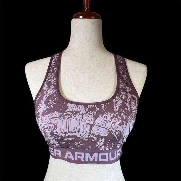Under Armour Womens Crossback Mid Sport Bra Compression Large L Purple - Picture 1 of 9